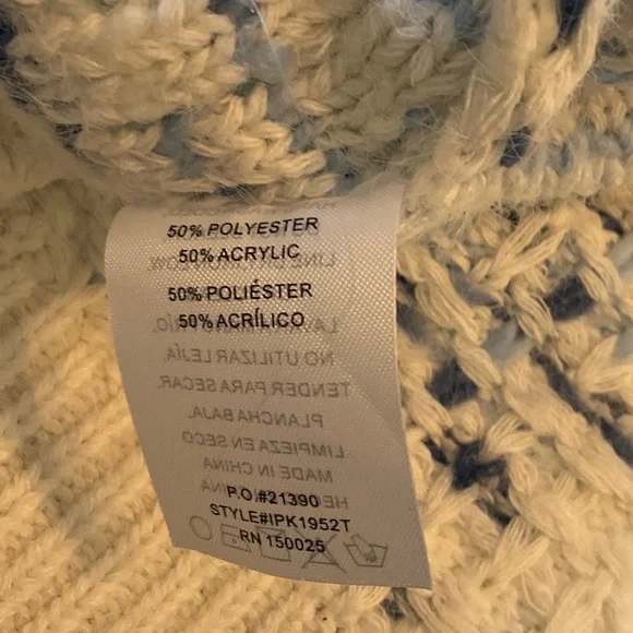 Grey Bandit Beauutiful Women's White and Blue Size Small Oversized Sweater - Picture 8 of 8